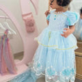 Elsa Snow Queen Dress – Light Blue Frozen Birthday Gown with Starry Sheer Train