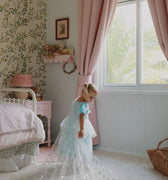 Elsa Snow Queen Dress – Light Blue Frozen Birthday Gown with Starry Sheer Train