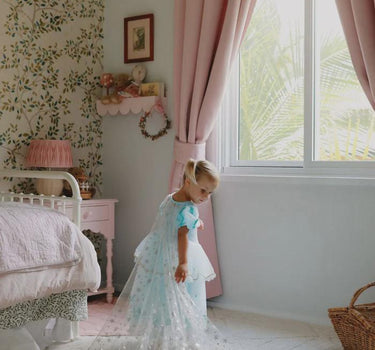 Elsa Snow Queen Dress – Light Blue Frozen Birthday Gown with Starry Sheer Train