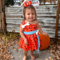 Flintstones-Inspired Toddler Costume Dress Set – Pebbles & Bamm-Bamm Style with Matching Headbands
