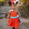 Flintstones-Inspired Toddler Costume Dress Set – Pebbles & Bamm-Bamm Style with Matching Headbands