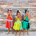 Flintstones-Inspired Toddler Costume Dress Set – Pebbles & Bamm-Bamm Style with Matching Headbands