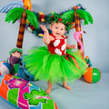 Lilo Inspired Baby Toddler Girls Tutu Dress with Leaf Headband – Hawaiian Luau Outfit