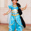 Girls Princess Jasmine Costume Set – Satin & Organza Aladdin Inspired Outfit with Accessories – Halloween – Royal Blue Genie Costume