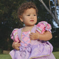 Baby Rapunzel Princess Dress – Luxe Tangled-Inspired Toddler Birthday & Party Outfit with Matching Bow – Sizes 6M to 3T