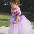 Baby Rapunzel Princess Dress – Luxe Tangled-Inspired Toddler Birthday & Party Outfit with Matching Bow – Sizes 6M to 3T