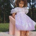 Rapunzel Butterfly Princess Dress – Sparkly Purple Party Costume with Puff Sleeves & Gem Detail – Toddler Girl Birthday Outfit