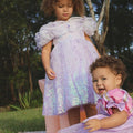 Rapunzel Butterfly Princess Dress – Sparkly Purple Party Costume with Puff Sleeves & Gem Detail – Toddler Girl Birthday Outfit
