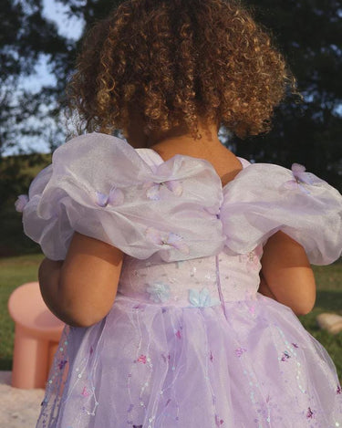 Rapunzel Butterfly Princess Dress – Sparkly Purple Party Costume with Puff Sleeves & Gem Detail – Toddler Girl Birthday Outfit