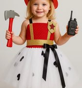 Marshall Paw Patrol Girl Costume – Firefighter Tutu Dress with Hat & Toy Accessories | Toddler Halloween or Birthday Outfit