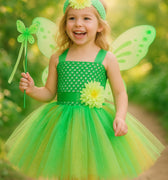Tinker Bell Green Fairy Tutu Dress for Girls – Wings, Wand & Headband Included | Toddler Birthday Halloween Costume Set