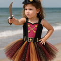 Girls Pirate Tutu Costume – Toddler Halloween Dress with Clip-On Pirate Hat | Buccaneer Dress Up Outfit