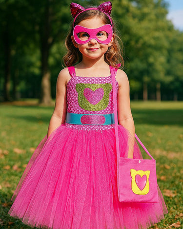 Super Kitties Tutu Costume Set Girls – Ginny Sparks Buddy Bitsy Dress with Ears, Mask & Purse