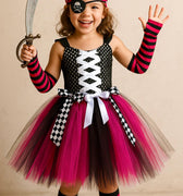 Pink Pirate Tutu Costume for Girls – Halloween Dress Up Set w/ PlaySword, Bandana, Eye Patch, Socks & Gloves