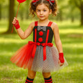 Girls Clown “IT” Tutu Costume Set – Baby Toddler Halloween Outfit with Hair Ties, Balloon Prop, Striped Socks, and Mesh Gloves