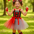 Girls Clown “IT” Tutu Costume Set – Baby Toddler Halloween Outfit with Hair Ties, Balloon Prop, Striped Socks, and Mesh Gloves