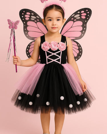 Butterfly Fairy Tutu Costume Set – Toddler Girl Dress with Wings, Wand & Headband