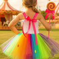 Candyland Carnival Tutu Dress Set – Rainbow Lollipop Costume with Wand & Bow Headband