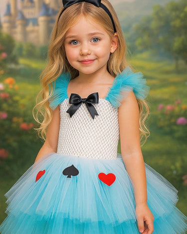 Alice in Wonderland Tutu Dress with Headband – Girls Blue Tulle Costume for Birthday, Halloween & Dress Up