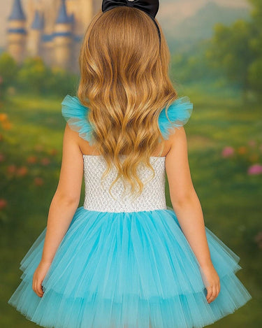 Alice in Wonderland Tutu Dress with Headband – Girls Blue Tulle Costume for Birthday, Halloween & Dress Up