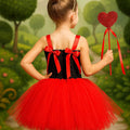 Queen of Hearts Tutu Dress Set – Girls Wonderland Costume with Crown & Wand for Halloween or Birthday