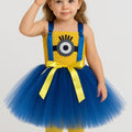 Girls Minion Tutu Dress Costume with Goggles & Bows – Despicable Me Birthday Outfit, Halloween Minion Dress for Toddler or Child