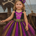 Girls Pirate Tutu Costume – Toddler Halloween Dress with Clip-On Pirate Hat | Buccaneer Dress Up Outfit