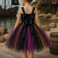 Girls Pirate Tutu Costume – Toddler Halloween Dress with Clip-On Pirate Hat | Buccaneer Dress Up Outfit