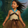 Pocahontas Inspired Tutu Dress – Toddler Native Princess Costume – Brown & Blue Halloween Dress