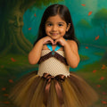 Pocahontas Inspired Tutu Dress – Toddler Native Princess Costume – Brown & Blue Halloween Dress