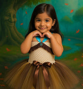Pocahontas Inspired Tutu Dress – Toddler Native Princess Costume – Brown & Blue Halloween Dress