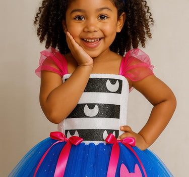 Gabby’s Cat Tutu Dress with Sequin Cat Ear Headband – Girls Birthday Costume – Blue Cat Gabby Dress-Up Outfit