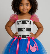 Gabby’s Cat Tutu Dress with Sequin Cat Ear Headband – Girls Birthday Costume – Blue Cat Gabby Dress-Up Outfit