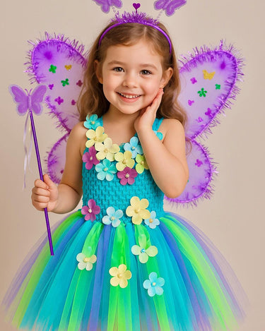 Jungle Butterfly Fairy Costume for Girls – Tutu Dress with Wings, Wand & Headband – Toddler Fairy Outfit