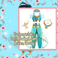Girls Princess Jasmine Costume Set – Satin & Organza Aladdin Inspired Outfit with Accessories – Halloween – Royal Blue Genie Costume