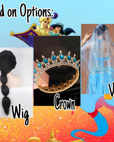 Girls Princess Jasmine Costume Set – Satin & Organza Aladdin Inspired Outfit with Accessories – Halloween – Royal Blue Genie Costume
