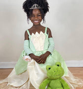 Frog Princess Tiana Inspired Costume Dress with Arm Sleeves - Magical Princess Outfit