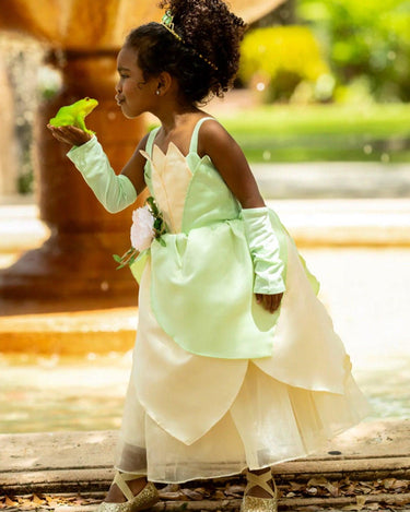 Frog Princess Tiana Inspired Costume Dress with Arm Sleeves - Magical Princess Outfit