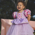 Baby Rapunzel Princess Dress – Luxe Tangled-Inspired Toddler Birthday & Party Outfit with Matching Bow – Sizes 6M to 3T