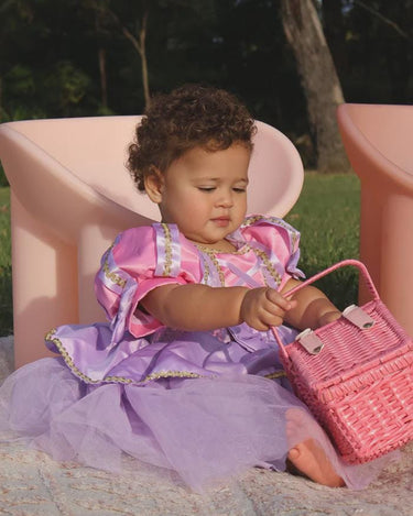 Baby Rapunzel Princess Dress – Luxe Tangled-Inspired Toddler Birthday & Party Outfit with Matching Bow – Sizes 6M to 3T