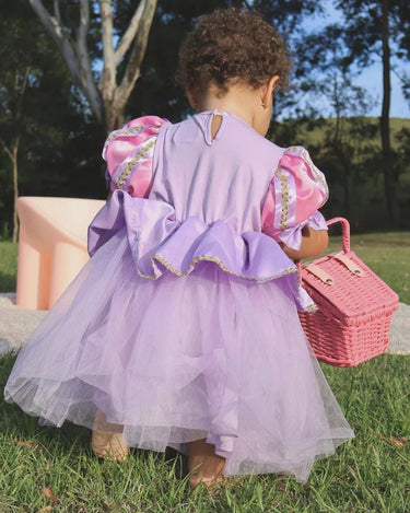 Baby Rapunzel Princess Dress – Luxe Tangled-Inspired Toddler Birthday & Party Outfit with Matching Bow – Sizes 6M to 3T