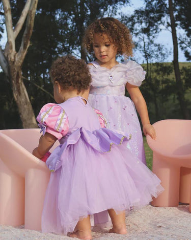 Baby Rapunzel Princess Dress – Luxe Tangled-Inspired Toddler Birthday & Party Outfit with Matching Bow – Sizes 6M to 3T