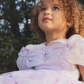 Rapunzel Butterfly Princess Dress – Sparkly Purple Party Costume with Puff Sleeves & Gem Detail – Toddler Girl Birthday Outfit