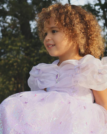 Rapunzel Butterfly Princess Dress – Sparkly Purple Party Costume with Puff Sleeves & Gem Detail – Toddler Girl Birthday Outfit