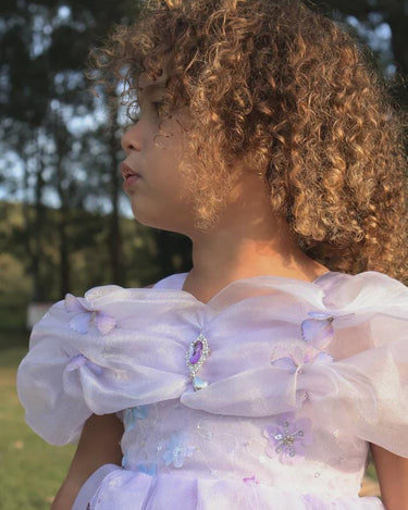 Rapunzel Butterfly Princess Dress – Sparkly Purple Party Costume with Puff Sleeves & Gem Detail – Toddler Girl Birthday Outfit
