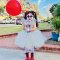 Girls Pennywise Clown Costume – Baby & Toddler IT-Inspired Tutu Dress with Hair Rings, Gloves and Balloon – Halloween Outfit