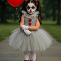 Girls Pennywise Clown Costume – Baby & Toddler IT-Inspired Tutu Dress with Hair Rings, Gloves and Balloon – Halloween Outfit