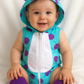 Sully Baby Costume Romper – Monsters Inc Inspired Halloween Outfit – Infant and Toddler – Blue and Purple Baby Monster Romper – 0-18 Months