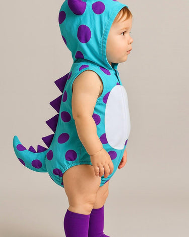 Sully Baby Costume Romper – Monsters Inc Inspired Halloween Outfit – Infant and Toddler – Blue and Purple Baby Monster Romper – 0-18 Months