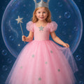 Glinda the Good Witch Costume – Tutu Dress with Star Crown & Wand – Wizard of Oz Girls Dress Up Outfit – Fairy Princess Halloween Costume